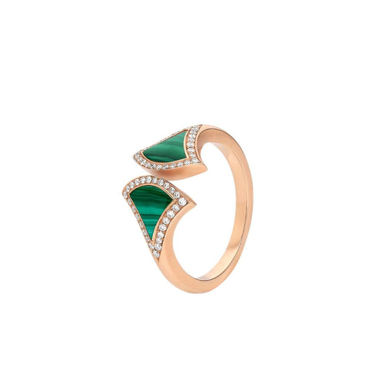 Pomuse DREAM MALACHITE DIAMOND OPEN RING