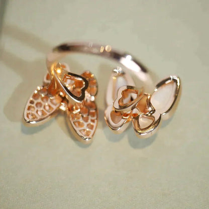 Pomuse TWIN BUTTERFLY DIAMOND MOP RING