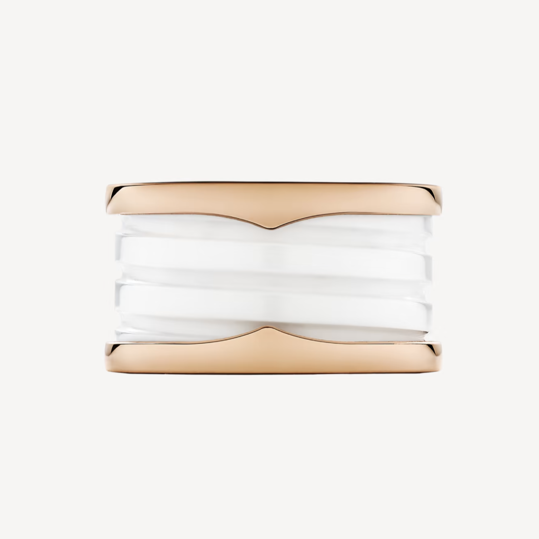 Pomuse ZERO 1 FOUR-BAND LOOPS AND WHITE CERAMIC SPIRAL PINK GOLD RING