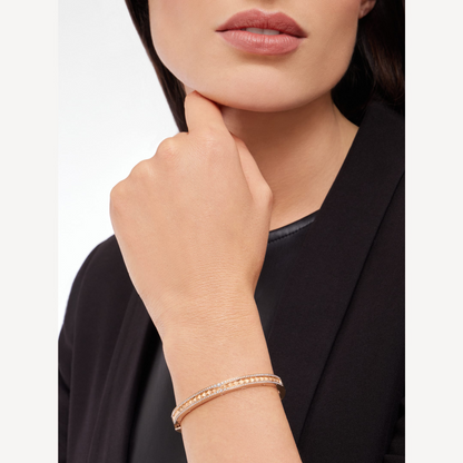 Pomuse ZERO 1 SPIRAL AND PAVED DIAMOND PINK GOLD BRACELET