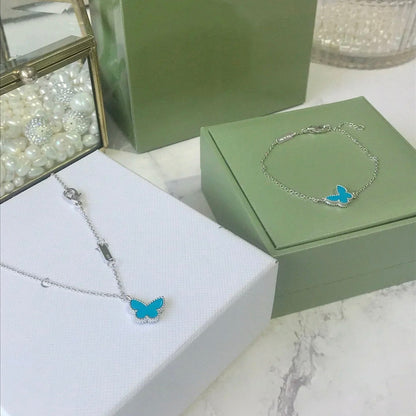Pomuse BUTTERFLY TURQUOISE BUTTERFLY BRACELET SILVER
