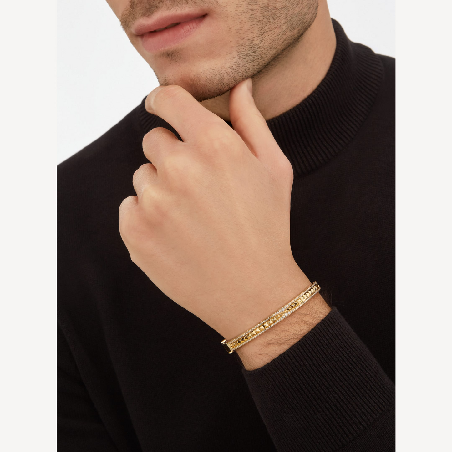 Pomuse ZERO 1 SPIRAL AND PAVED DIAMOND GOLD BRACELET