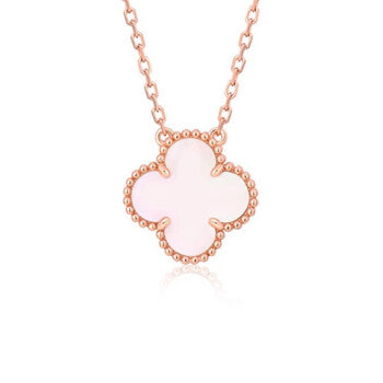 Pomuse CLOVER 15MM PINK MOTHER-OF-PEARL SINGLE FLOWER NECKLACE