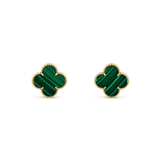 Pomuse CLOVER MINI 9.5MM MALACHITE  EARRINGS