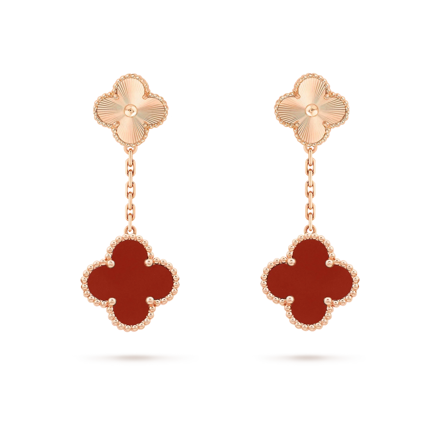 Pomuse CLOVER 2 MOTIF  LASER CARNELIAN EARRINGS