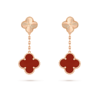 Pomuse CLOVER 2 MOTIF  LASER CARNELIAN EARRINGS