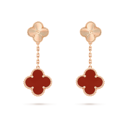 Pomuse CLOVER 2 MOTIF  LASER CARNELIAN EARRINGS