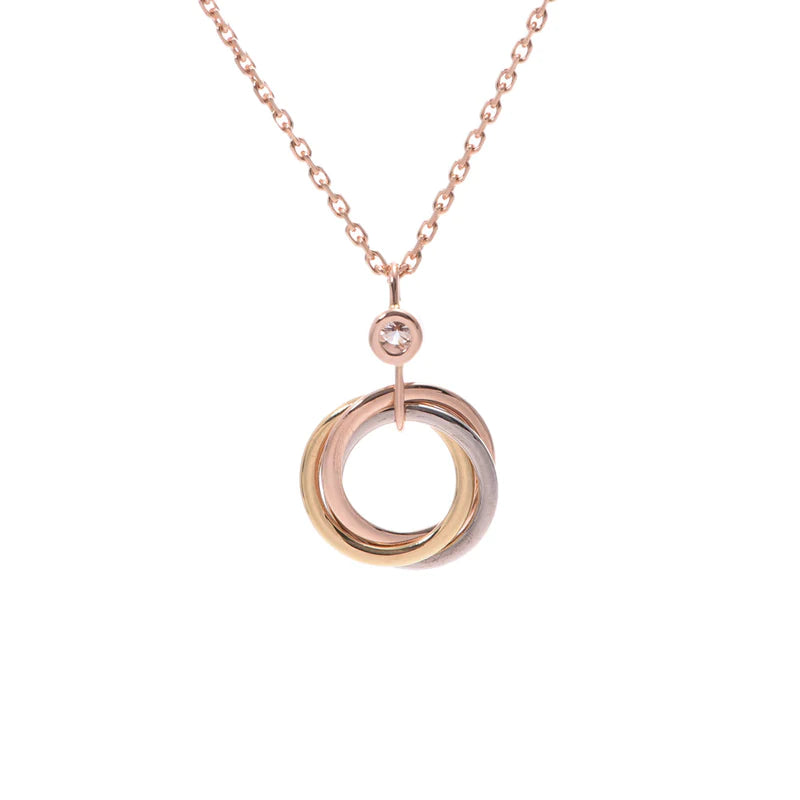 Pomuse TRINITY SILVER GOLD PINK GOLD NECKLACE