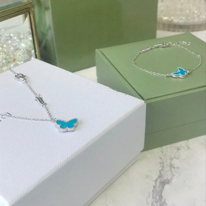 Pomuse BUTTERFLY TURQUOISE BUTTERFLY BRACELET SILVER