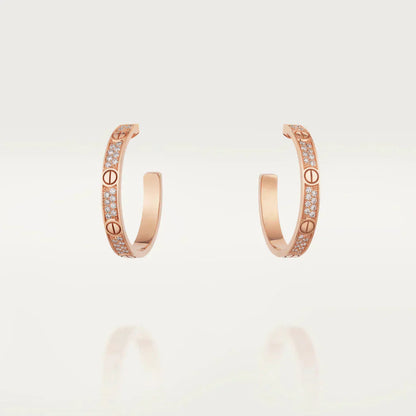 Pomuse LOVE DIAMOND PINK GOLD HOOP EARRINGS