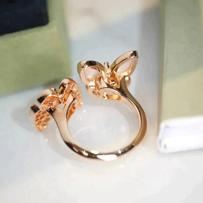 Pomuse TWIN BUTTERFLY DIAMOND MOP RING