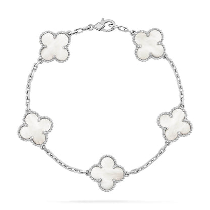 Pomuse CLOVER SILVER MOP 5 MOTIF BRACELET