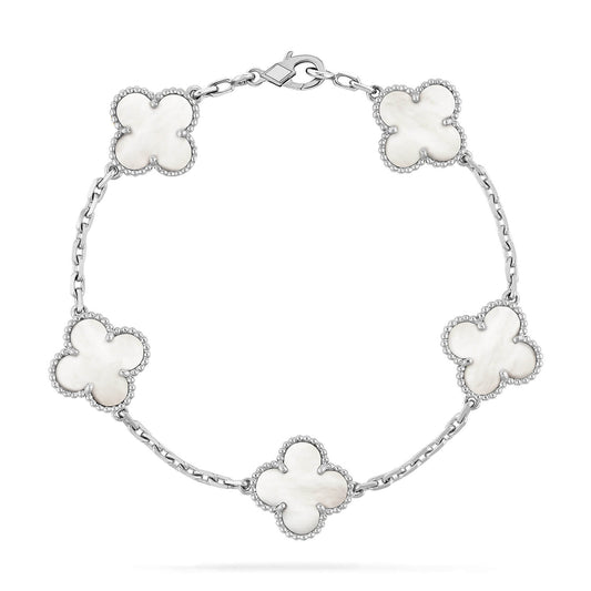 Pomuse CLOVER SILVER MOP 5 MOTIF BRACELET
