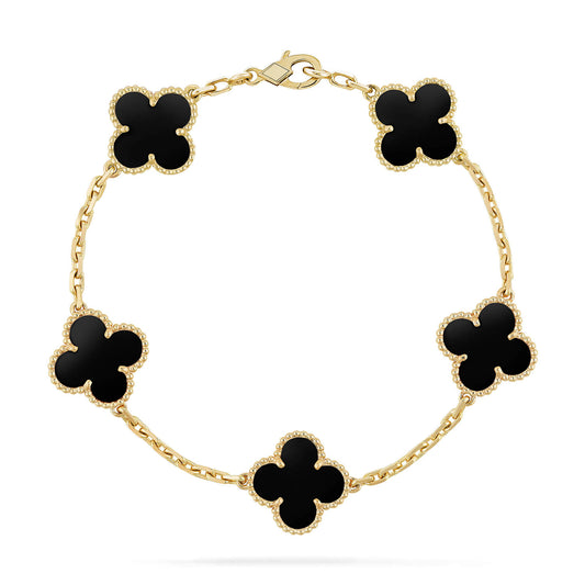 Pomuse CLOVER  5 MOTIFS BLACK ONYX BRACELET