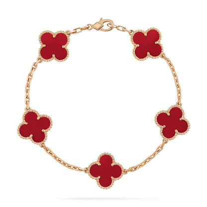 Pomuse CLOVER 5 MOTIFS RED AGATE  BRACELET