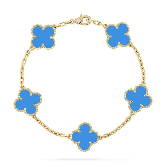 Pomuse CLOVER 5 MOTIFS BLUE AGATE BRACELET
