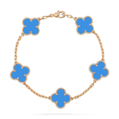 Pomuse CLOVER 5 MOTIFS BLUE AGATE BRACELET