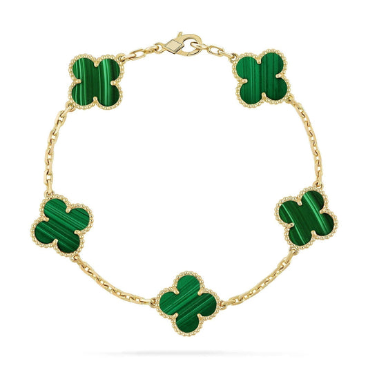 Pomuse CLOVER 5 MOTIFS MALACHITE BRACELET