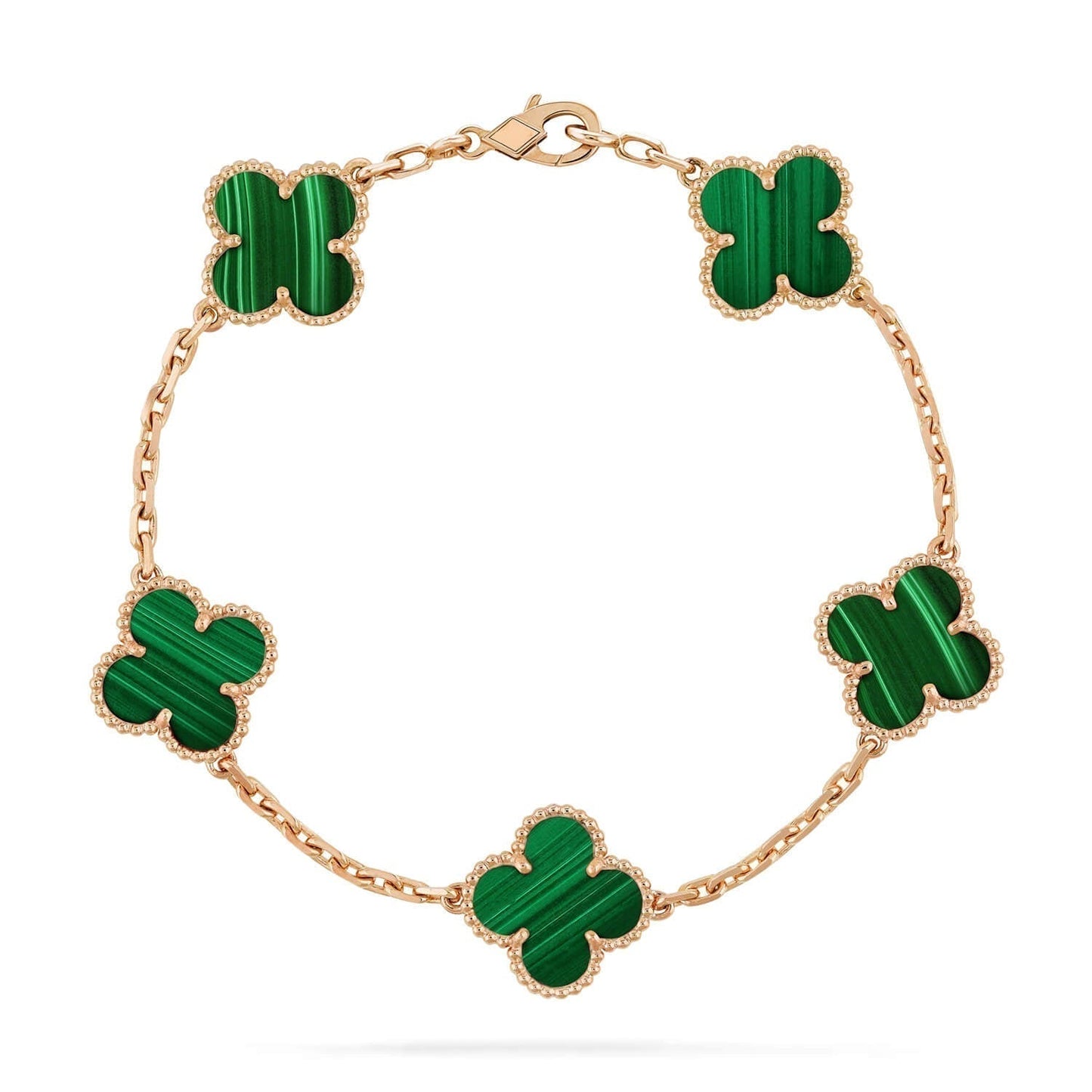 Pomuse CLOVER 5 MOTIFS MALACHITE BRACELET
