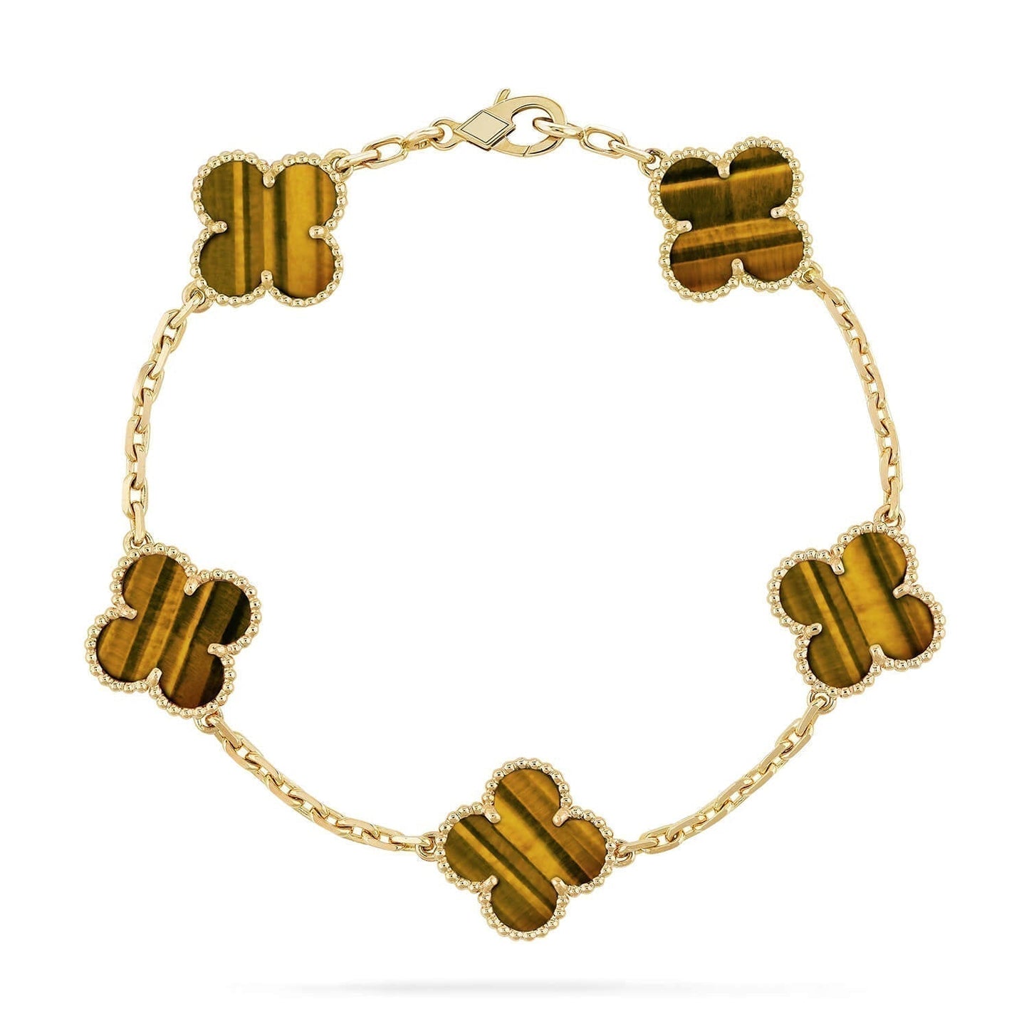 Pomuse CLOVER  5 MOTIFS TIGER EYE BRACELET