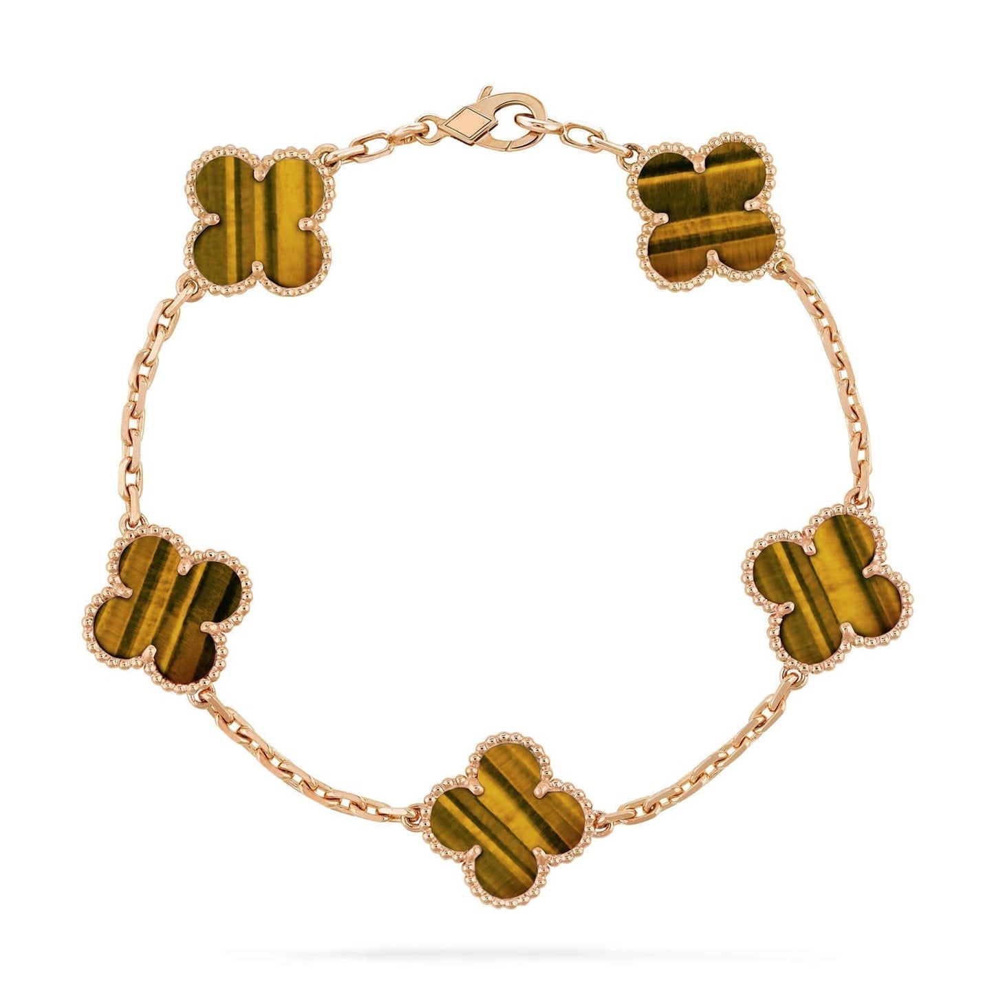 Pomuse CLOVER  5 MOTIFS TIGER EYE BRACELET