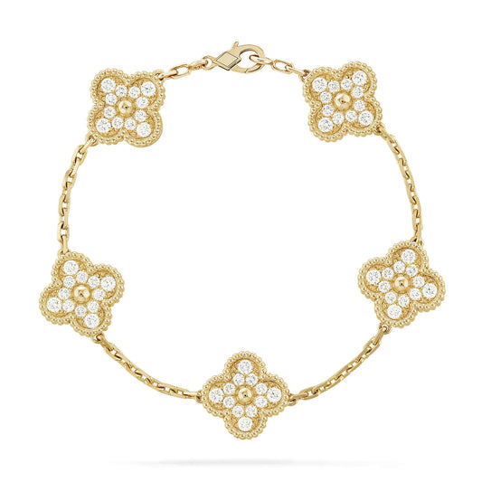 Pomuse CLOVER 5 MOTIFS  FULL DIAMOND BRACELET