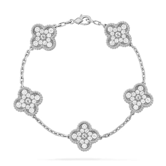Pomuse CLOVER 5 MOTIFS  DIAMOND BRACELET SILVER