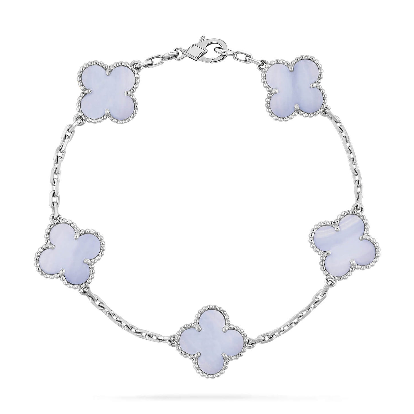 Pomuse CLOVER  5 MOTIF PURPLE CHALCEDONY BRACELET SILVER
