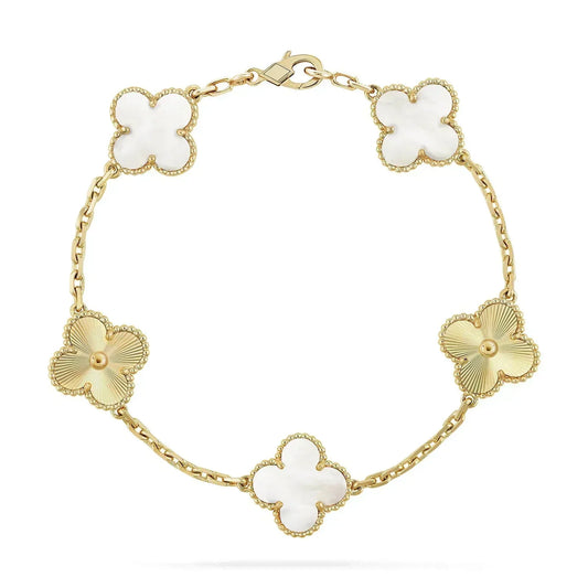 Pomuse CLOVER BRACELET 5 MOTIF WHITE MOP