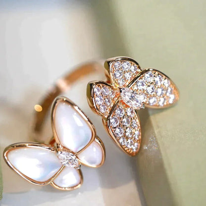 Pomuse TWIN BUTTERFLY DIAMOND MOP RING