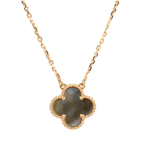 Pomuse CLOVER 15MM  GRAY MOTHER OF PEARL NECKLACE