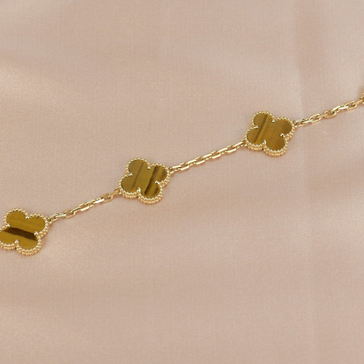 Pomuse CLOVER  5 MOTIFS TIGER EYE BRACELET