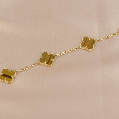 Pomuse CLOVER  5 MOTIFS TIGER EYE BRACELET