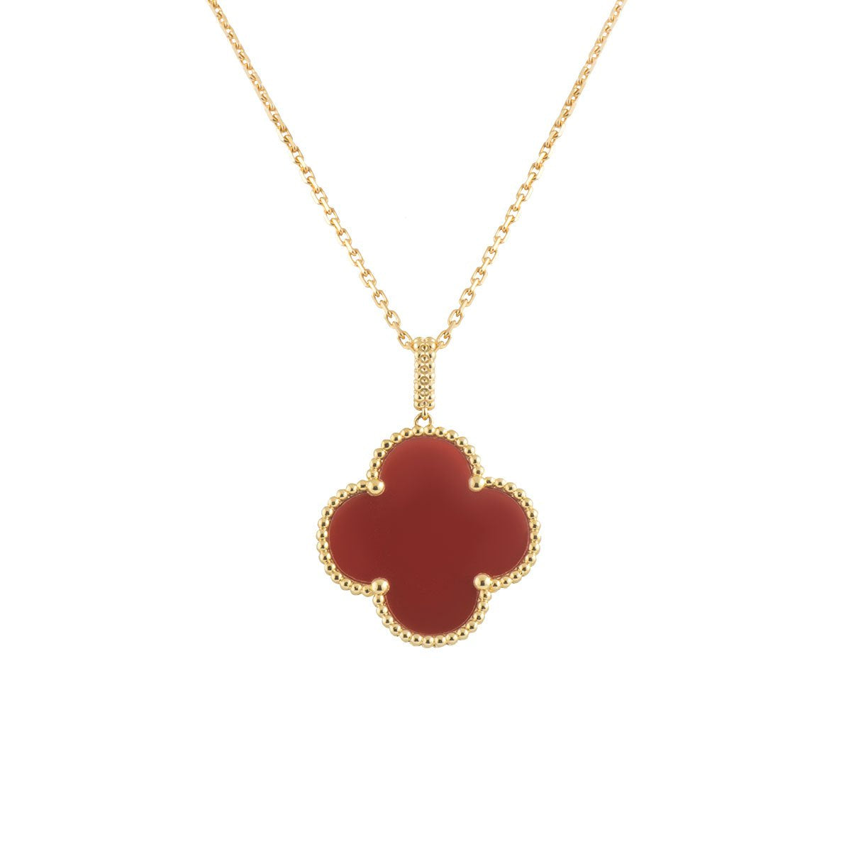 Pomuse CLOVER 25MM NECKLACE GOLD CARNELIAN