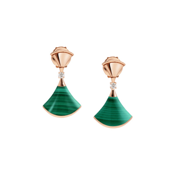 Pomuse DREAM MALACHITE PINK GOLD EARRINGS