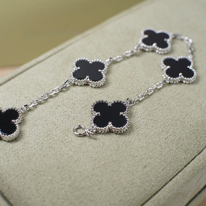 Pomuse CLOVER 5 MOTIF ONYXS  BRACELET SILVER