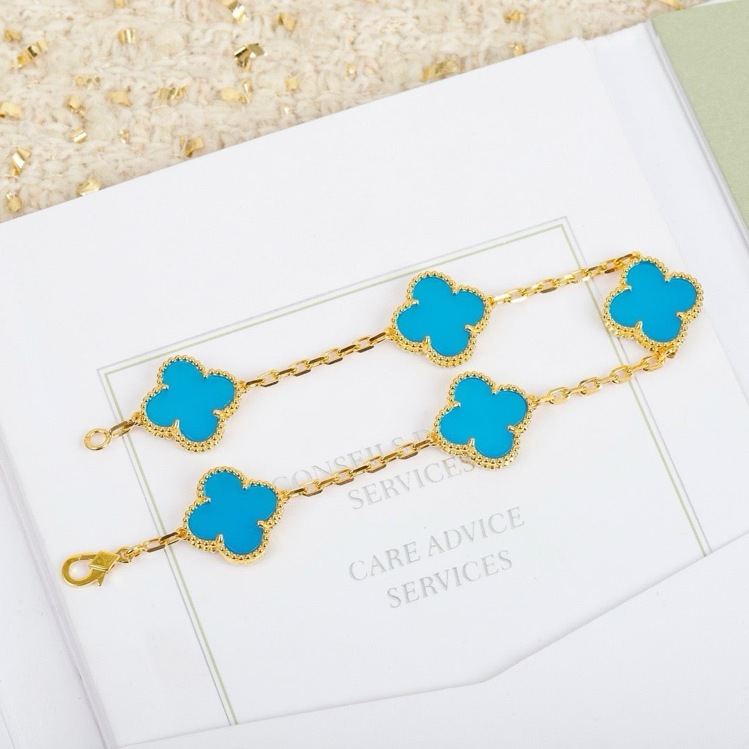 Pomuse CLOVER 5 MOTIFS TURQUOISE BRACELET