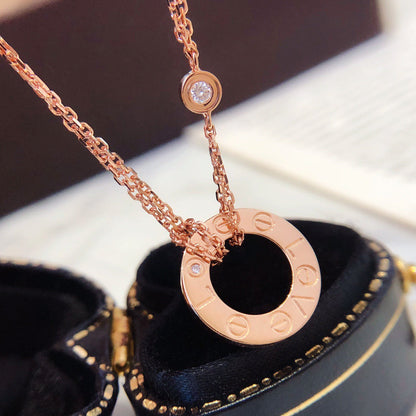 Pomuse LOVE NECKLACE 16MM 2 DIAMONDS