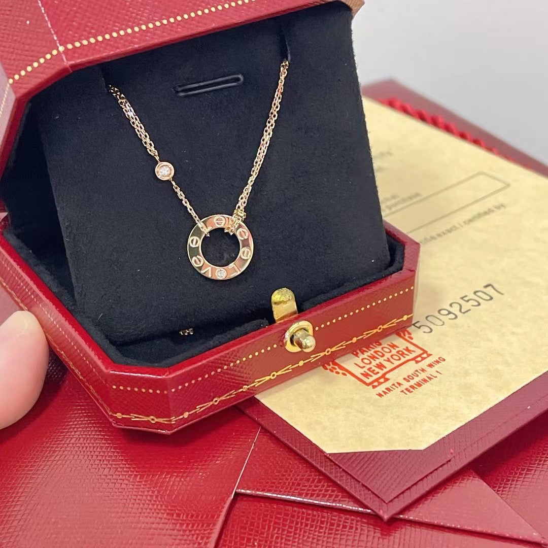 Pomuse LOVE NECKLACE 16MM 2 DIAMONDS