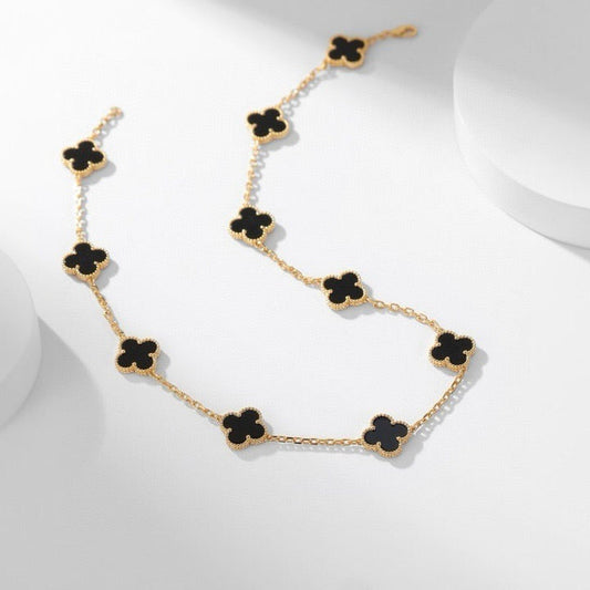 Pomuse CLOVER 10 MOTIFS ONYX NECKLACE