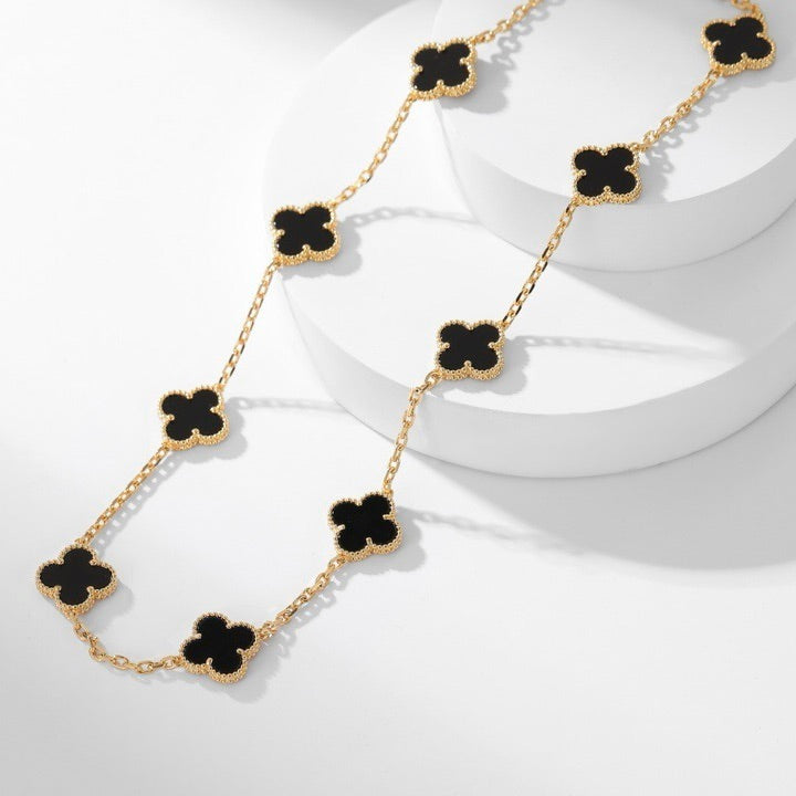 Pomuse CLOVER 10 MOTIFS ONYX NECKLACE