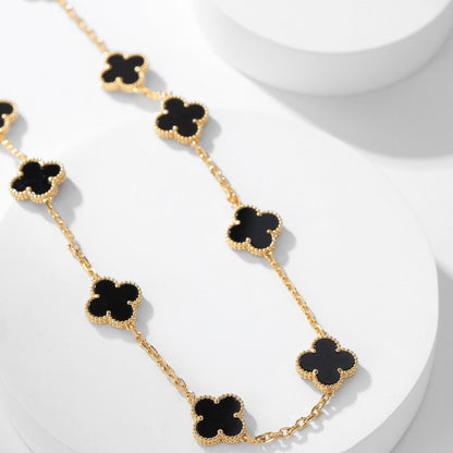 Pomuse CLOVER 10 MOTIFS ONYX NECKLACE