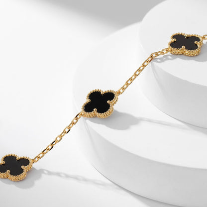 Pomuse CLOVER 10 MOTIFS ONYX NECKLACE