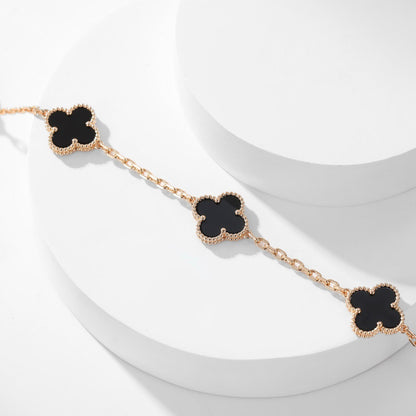 Pomuse CLOVER 10 MOTIFS ONYX NECKLACE