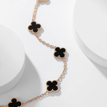 Pomuse CLOVER 10 MOTIFS ONYX NECKLACE
