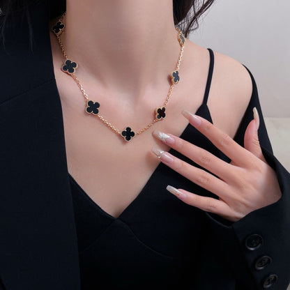 Pomuse CLOVER 10 MOTIFS ONYX NECKLACE