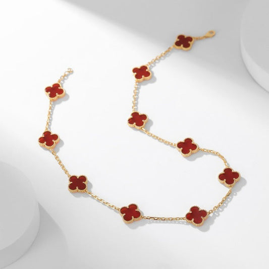 Pomuse CLOVER 10 MOTIFS CARNELIAN NECKLACE