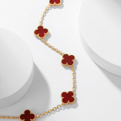 Pomuse CLOVER 10 MOTIFS CARNELIAN NECKLACE