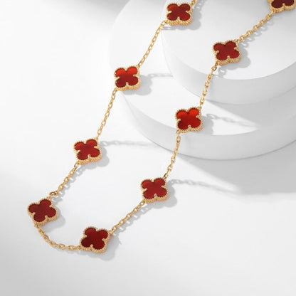 Pomuse CLOVER 10 MOTIFS CARNELIAN NECKLACE