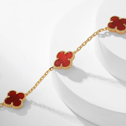 Pomuse CLOVER 10 MOTIFS CARNELIAN NECKLACE